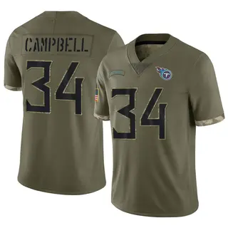 Limited Youth Earl Campbell Tennessee Titans Nike 2022 Salute To Service Jersey - Olive